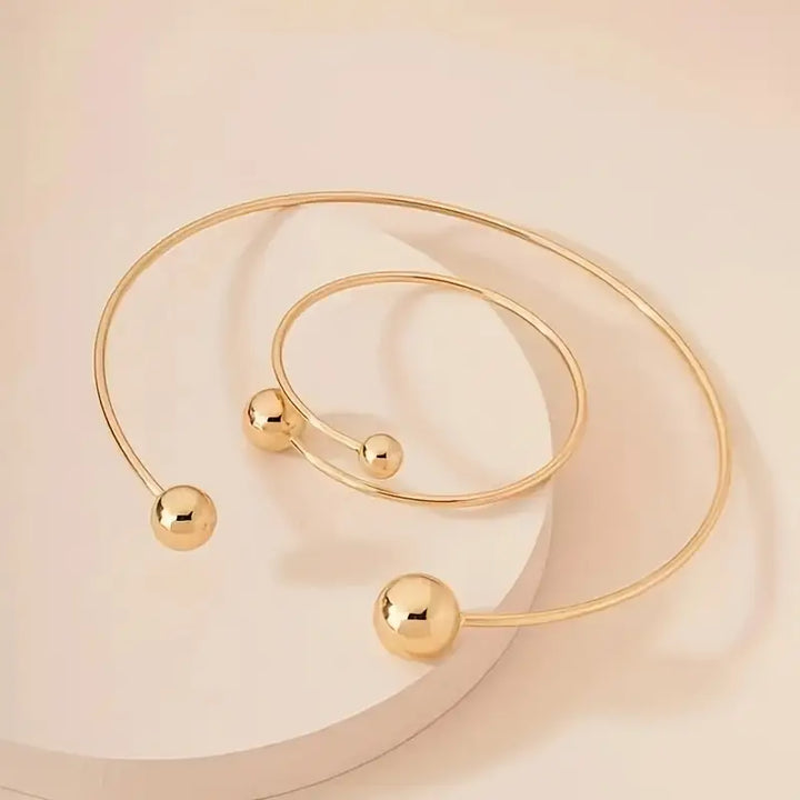 Conjunto minimalista de collar y brazalete luminosos | ORO Dorado