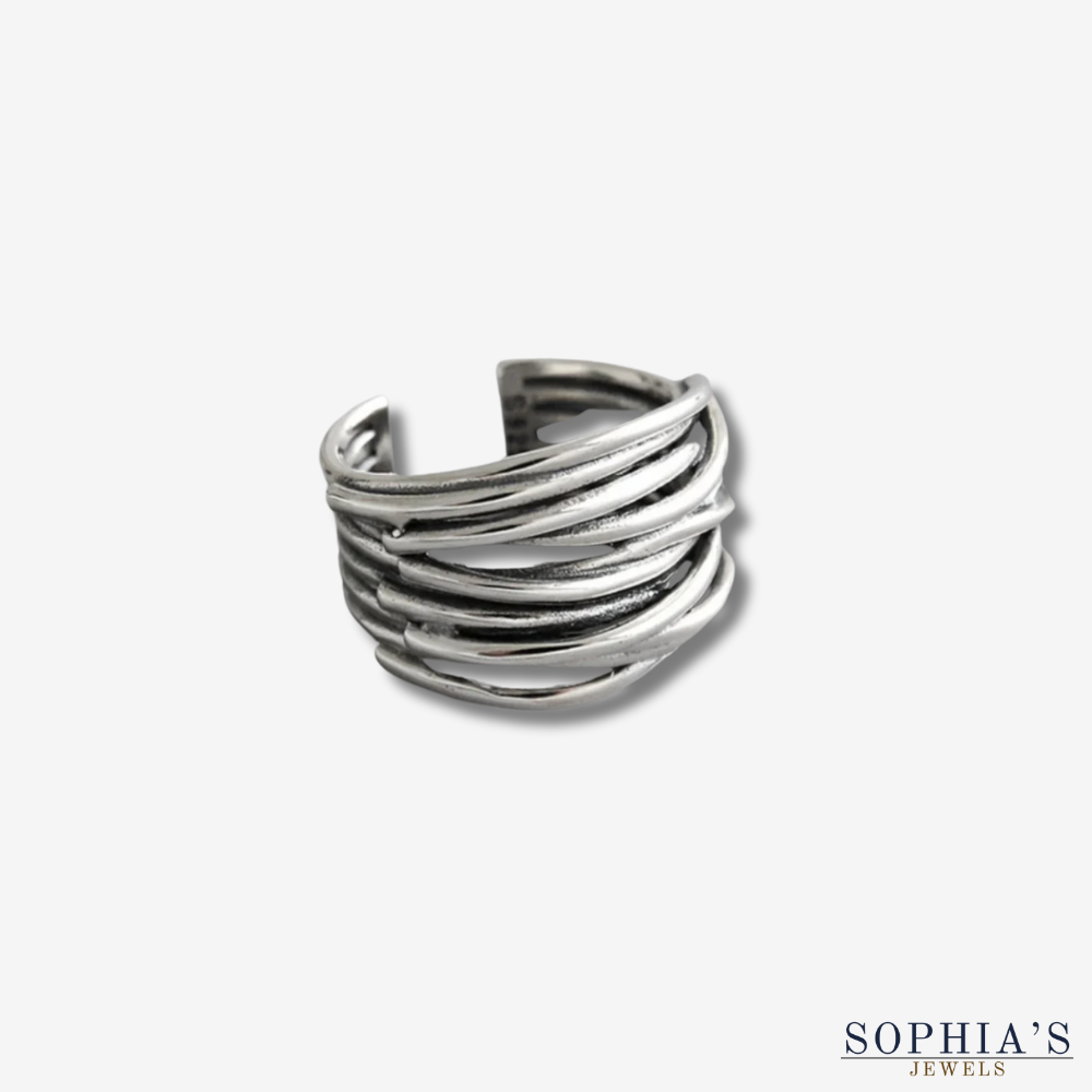 Layered 925 Sterling Silver Adjustable Ring