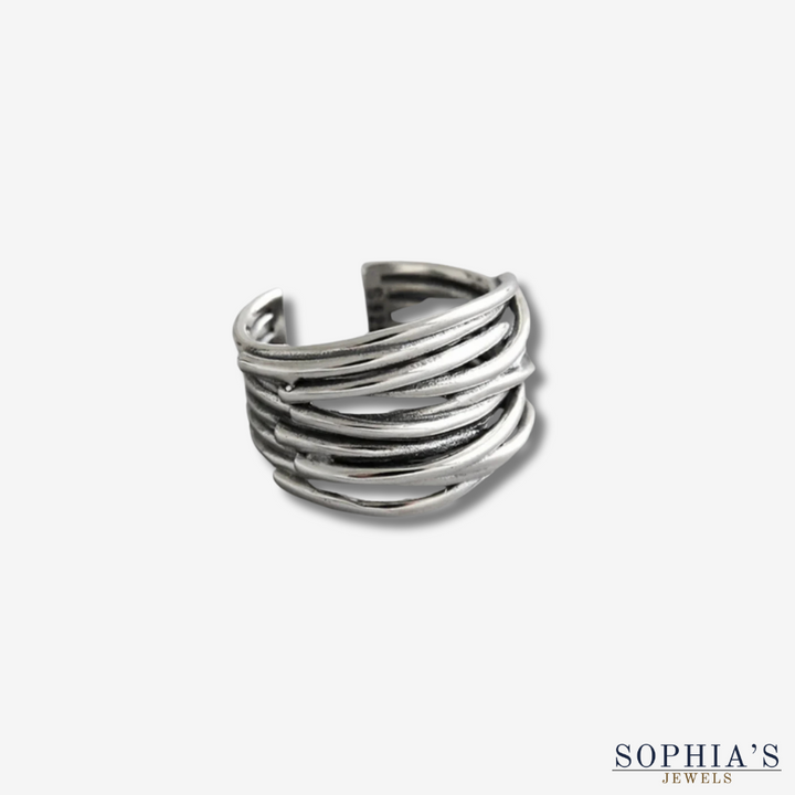 Layered 925 Sterling Silver Adjustable Ring