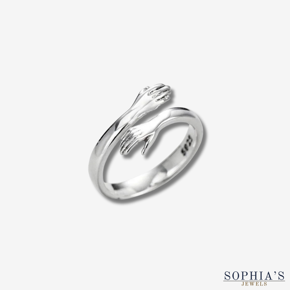 Anillo de abrazo de plata ajustable