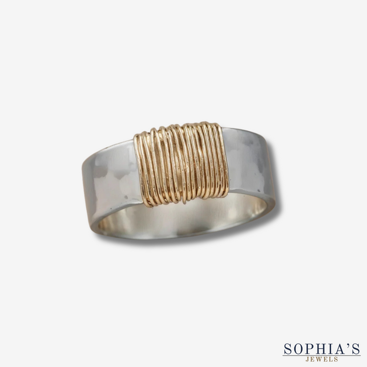 Anillo vintage de hilos dorados