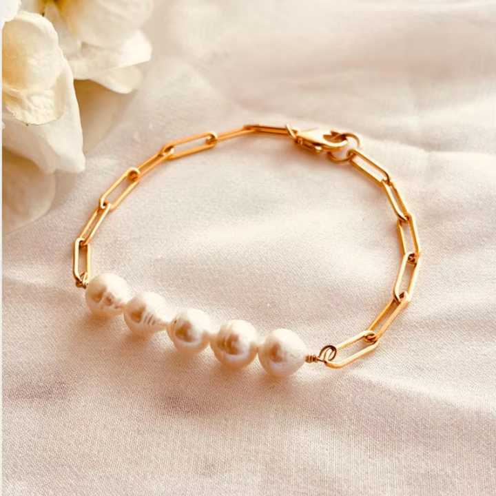 Baroque Pearl Paperclip Bracelet
