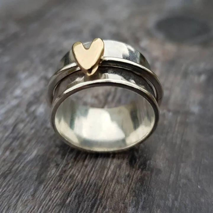 Mely - Anillo de Plata con Corazón Dorado