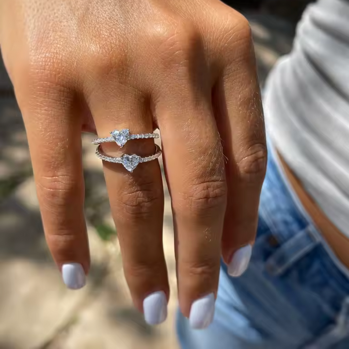 Heart CZ Gold Engagement Ring