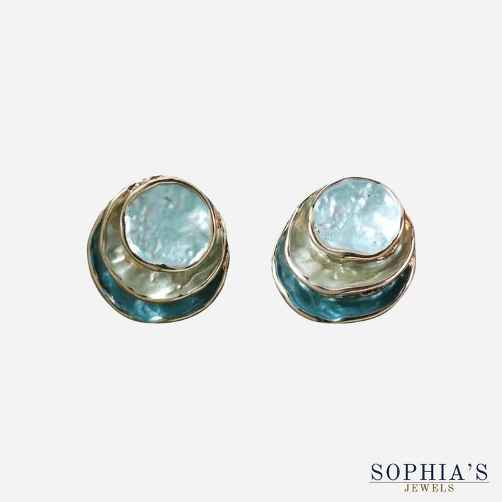 Pendientes redondos en capas pintados a mano