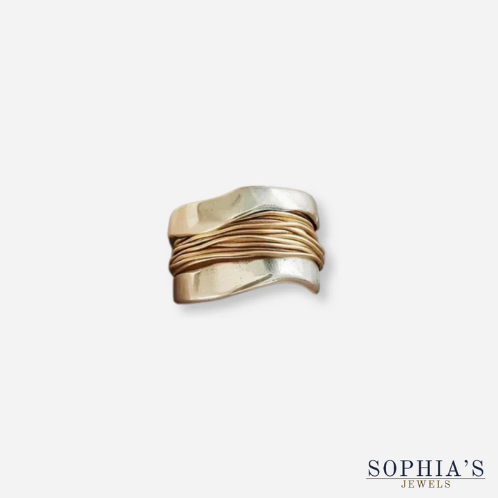 Silver Ring with Gold Threads
