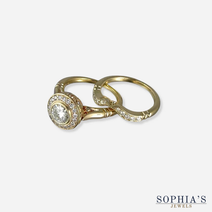 Gold & Zirconia Vintage Ring Set