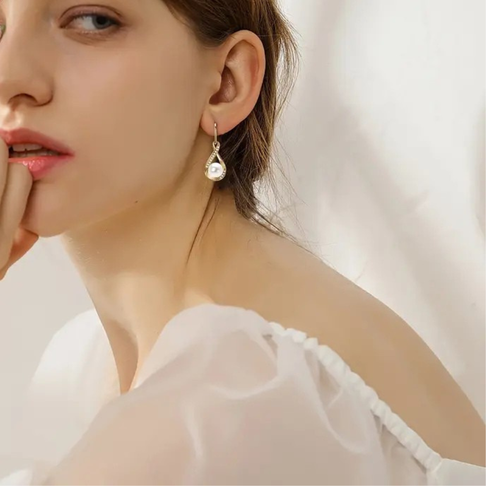 Pendientes de perlas de oro