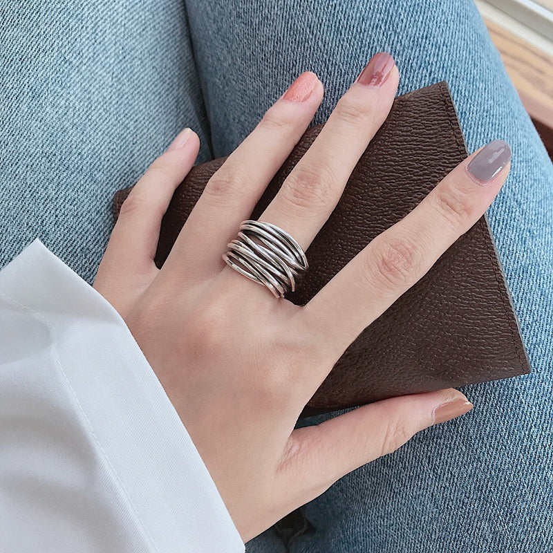 Layered 925 Sterling Silver Adjustable Ring