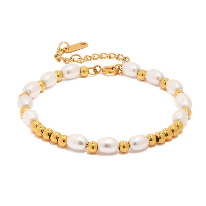 Geometric Pearl Bead Bracelet