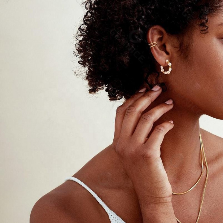 Pendientes de aro de perlas hechos a mano