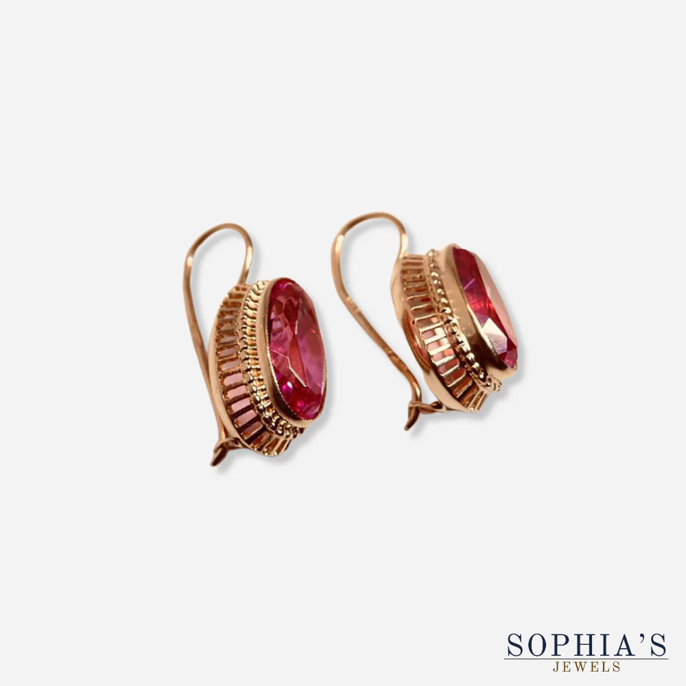 Pendientes vintage de oro rosa