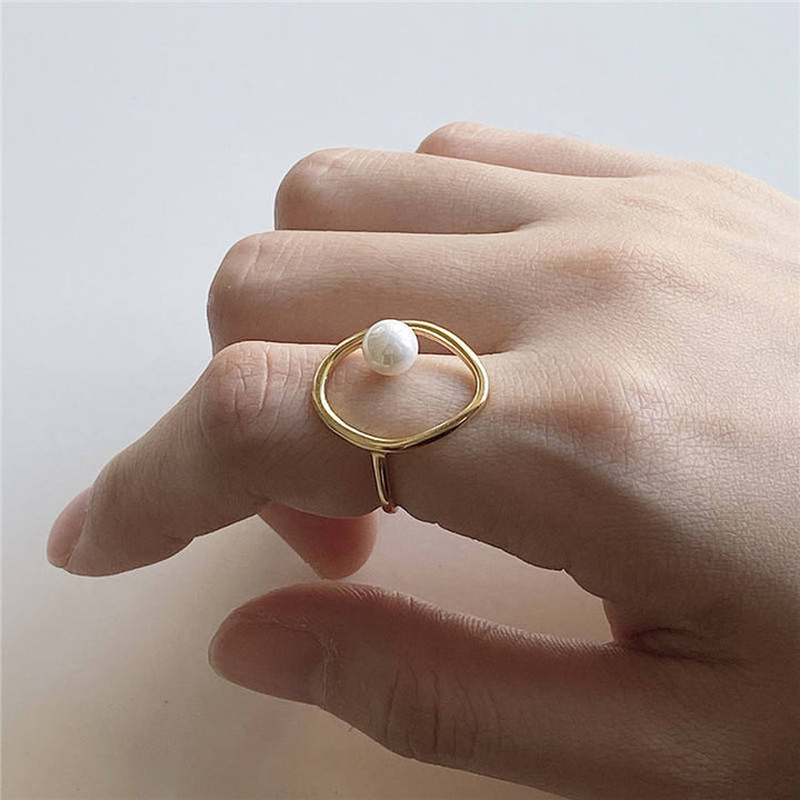 Geometric Pearl Ring
