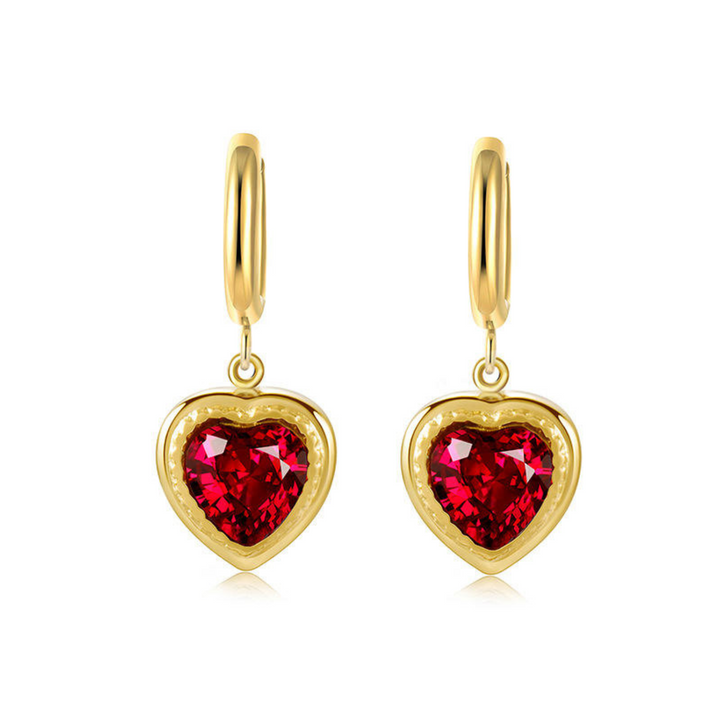 Pendientes de corazón de cobre, perla y diamantes
