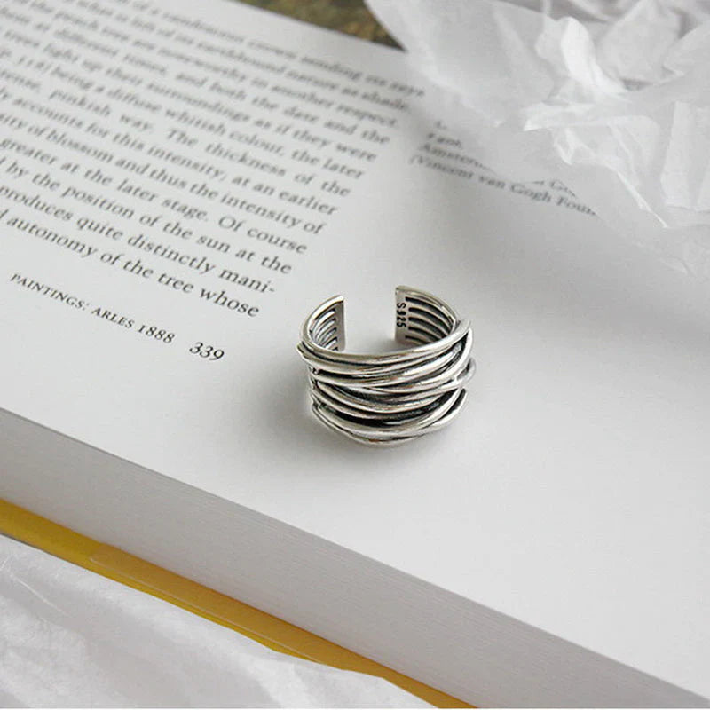 Layered 925 Sterling Silver Adjustable Ring