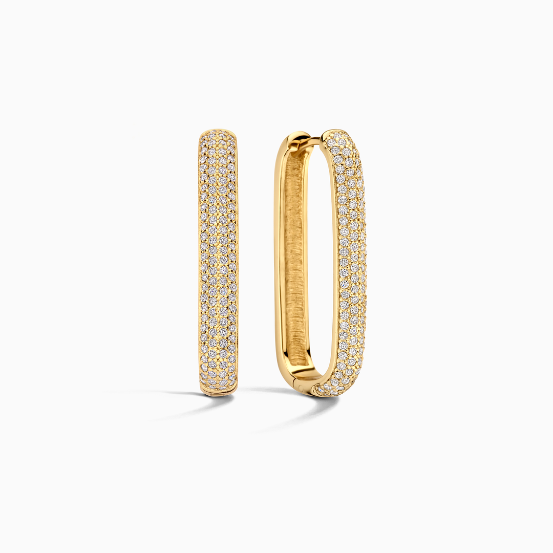 Aros grandes con pavé de iconos | Oro blanco