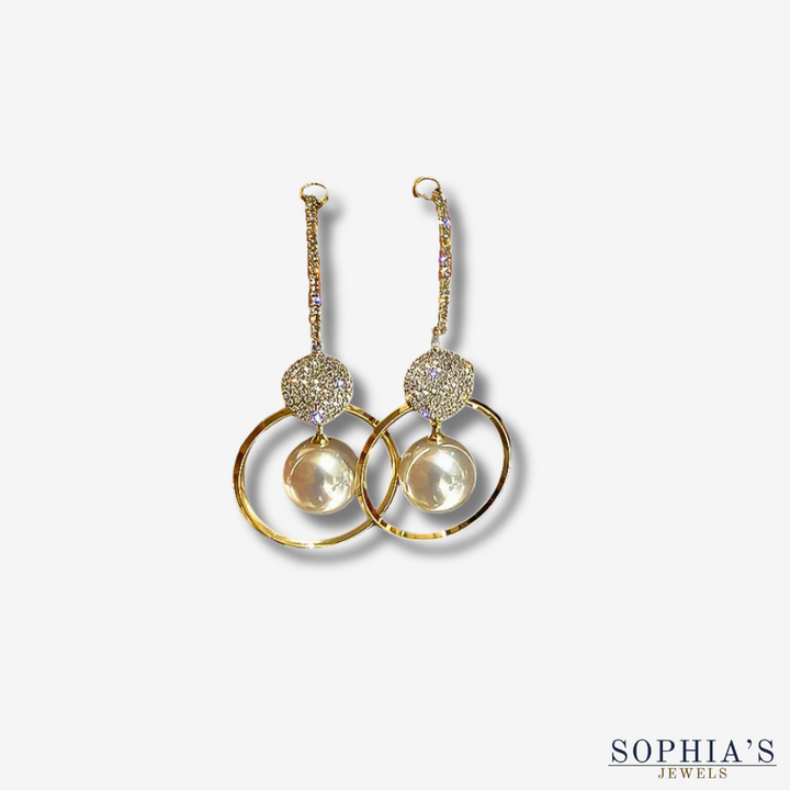 Cultured Pearl Earrings with Zircons