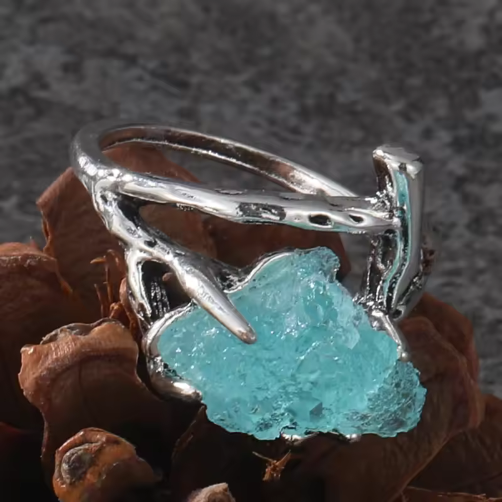 Handmade Blue Stone Claw Ring