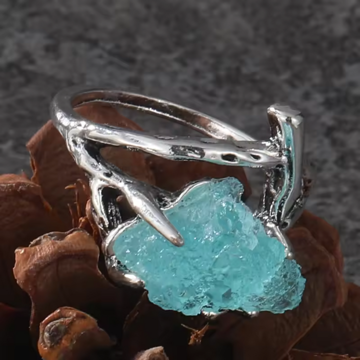 Handmade Blue Stone Claw Ring