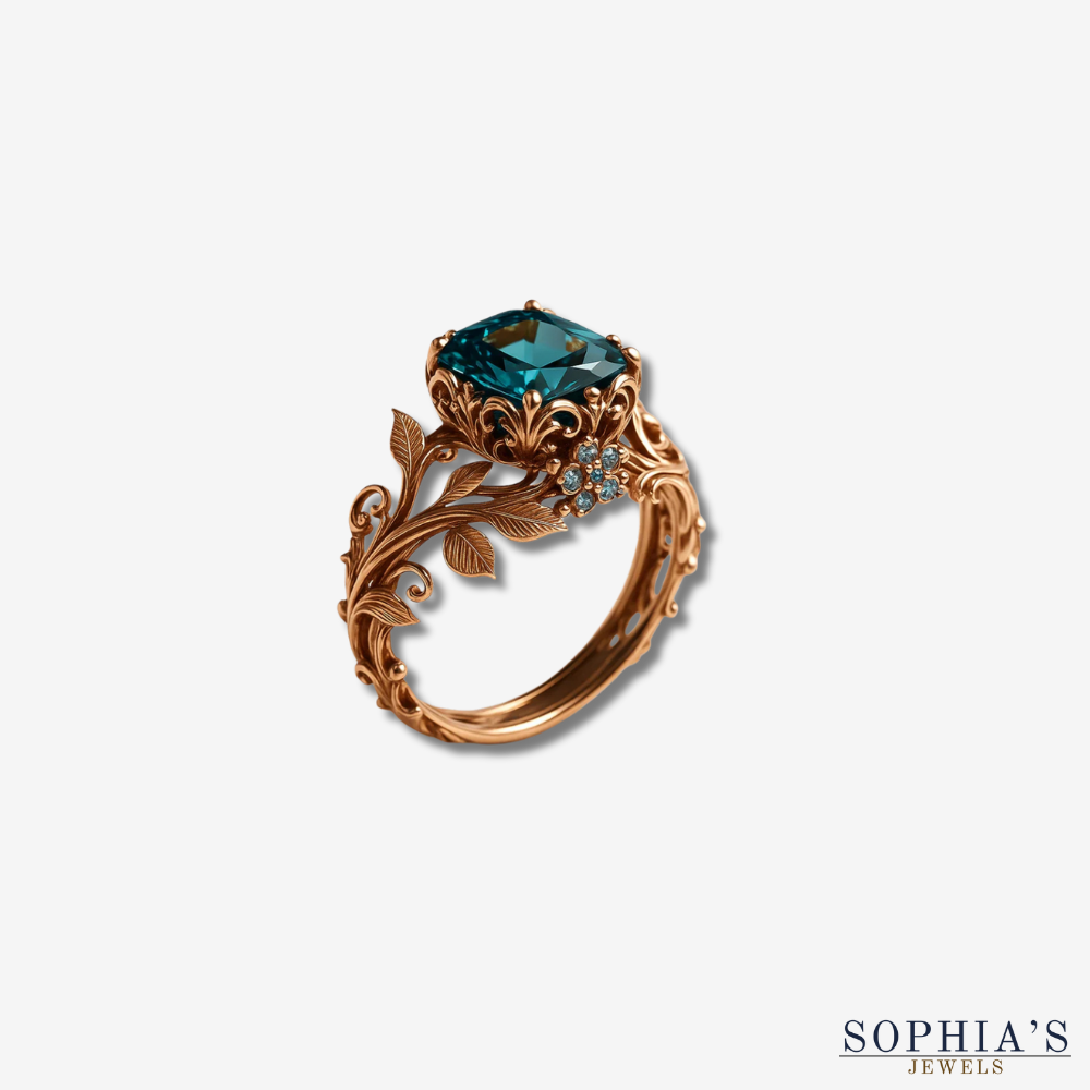 Nature-Inspired Green Crystal Ring