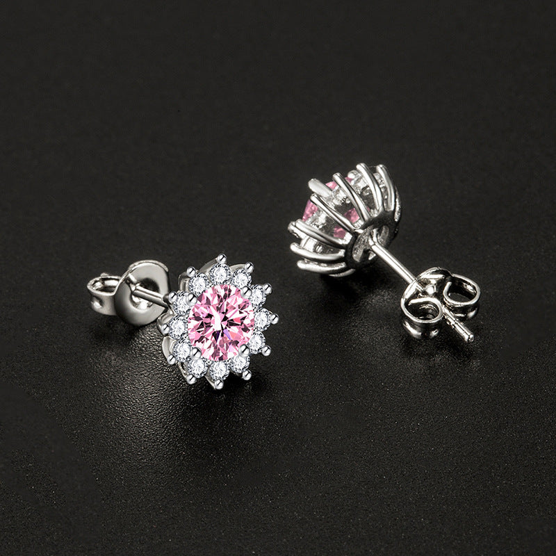 Pendientes Muse Soleados Rosa | Oro Blanco