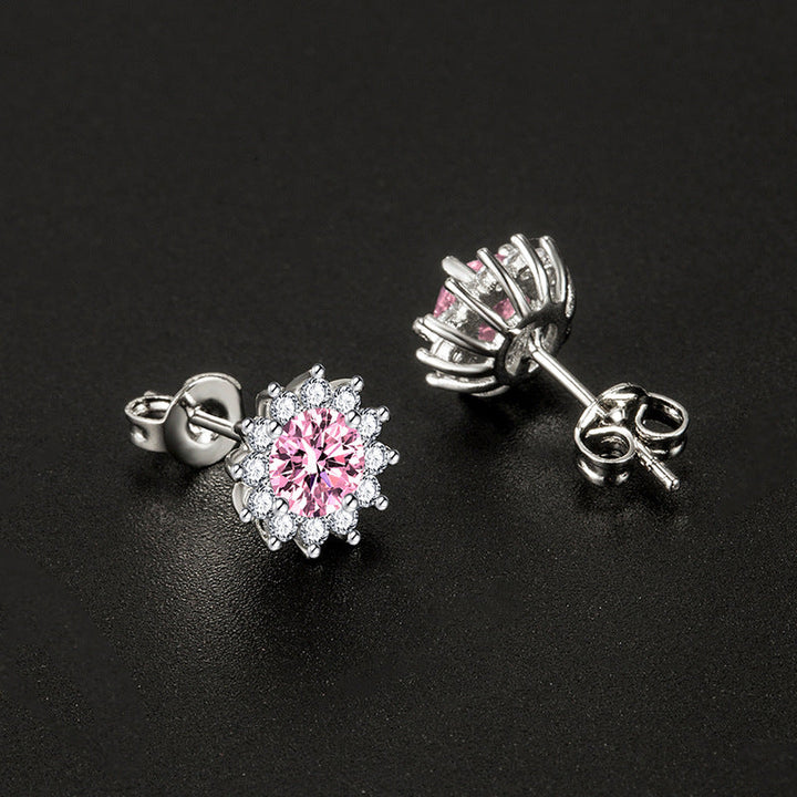 Pendientes Muse Soleados Rosa | Oro Blanco