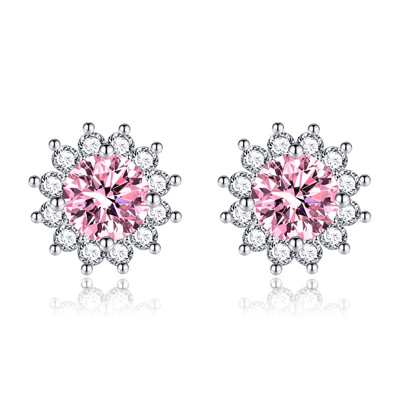 Pendientes Muse Soleados Rosa | Oro Blanco