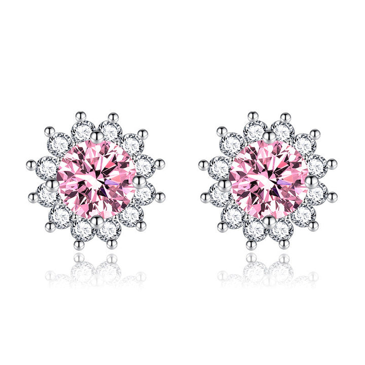 Pendientes Muse Soleados Rosa | Oro Blanco