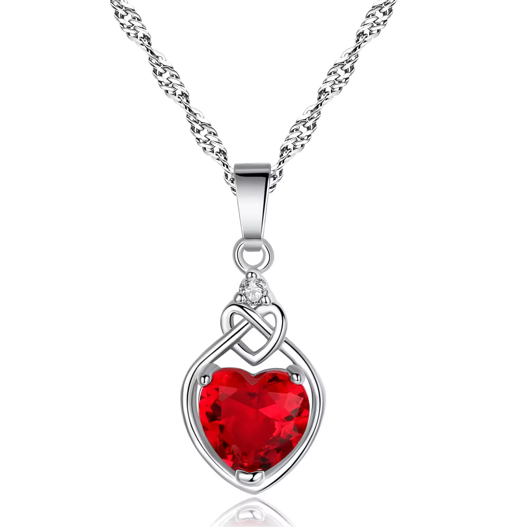 Conjunto de joyas de corazón de circonita roja