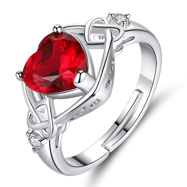 Conjunto de joyas de corazón de circonita roja