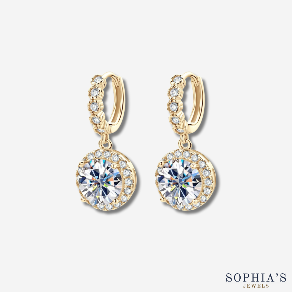 Round Moissanite Drop Earrings