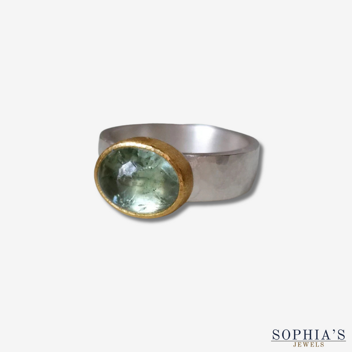 Vintage Green Ring with Round Stone