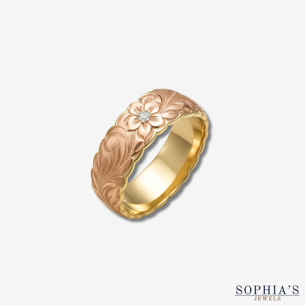 Vintage Rose Flower Gold Ring