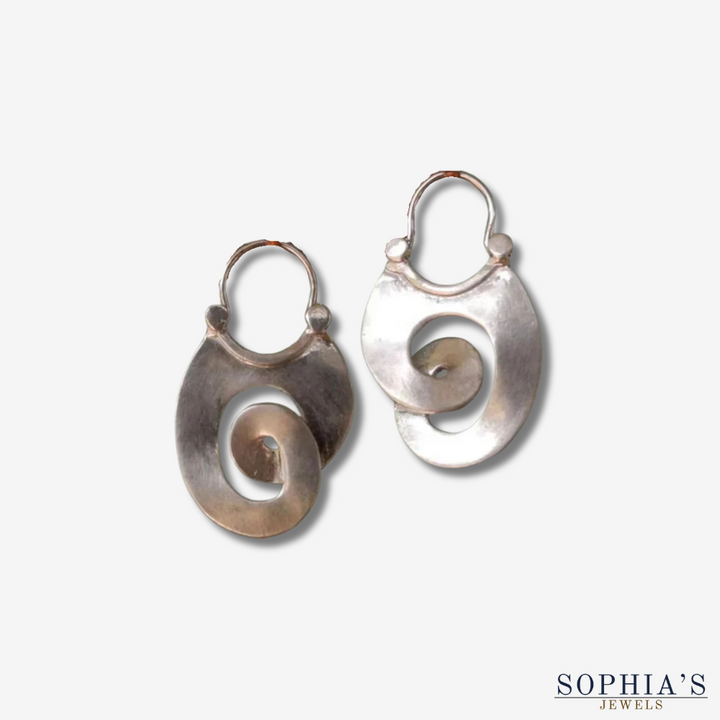 Pendientes de espiral de plata – Estilo vintage