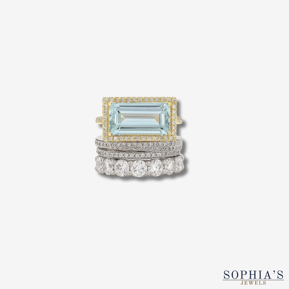 Vintage Boho Silver Turquoise Ring Set