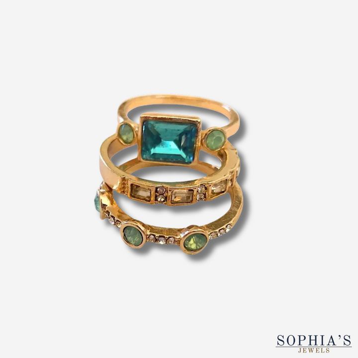 Anillo de cristal azul estilo vintage