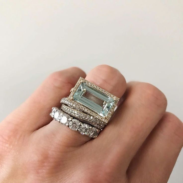 Vintage Boho Silver Turquoise Ring Set