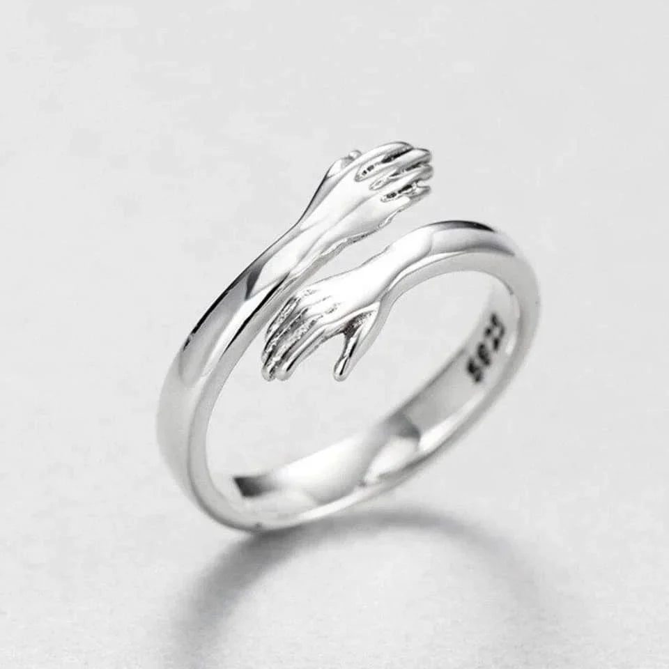 Anillo de abrazo de plata ajustable