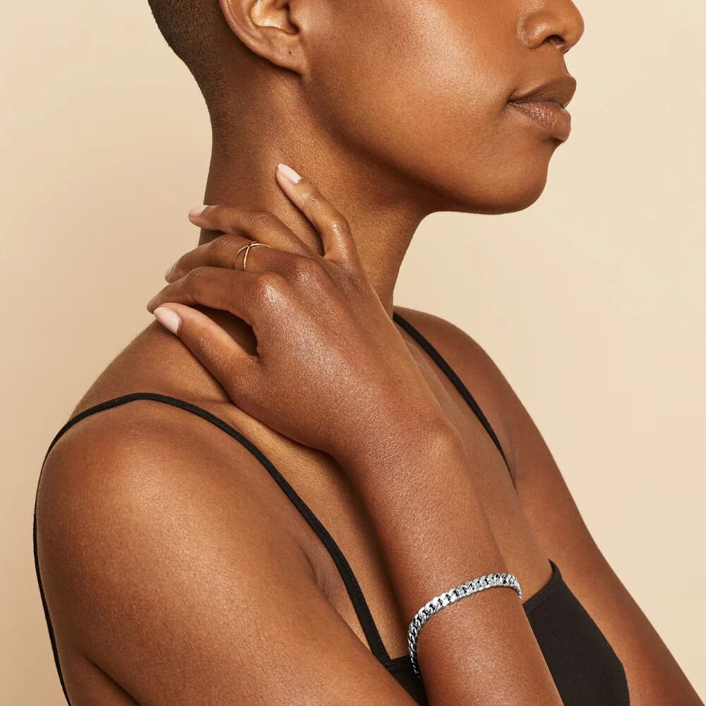 Pulsera cubana Estate | Oro blanco