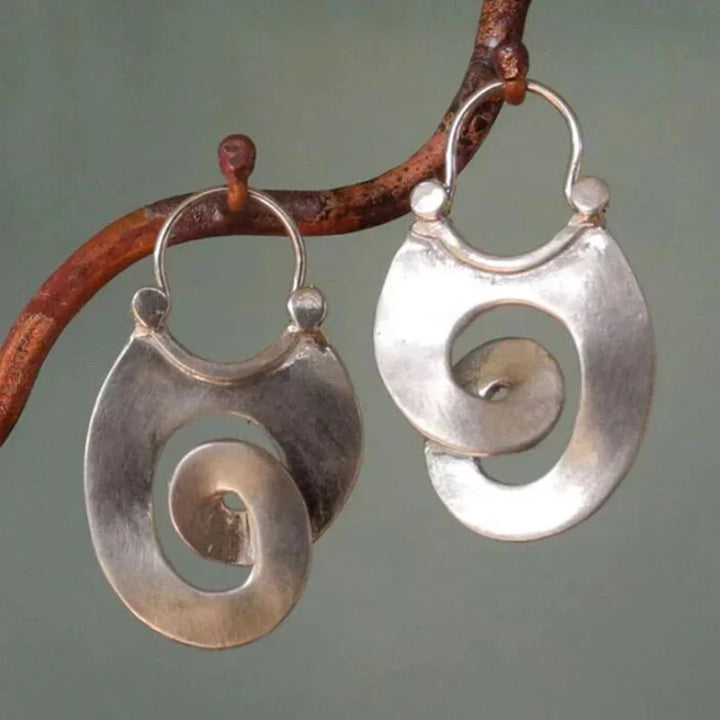 Pendientes de espiral de plata – Estilo vintage