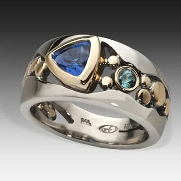 Anillo vintage de cristal azul