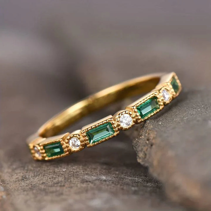 Gold Ring with Green Zircon
