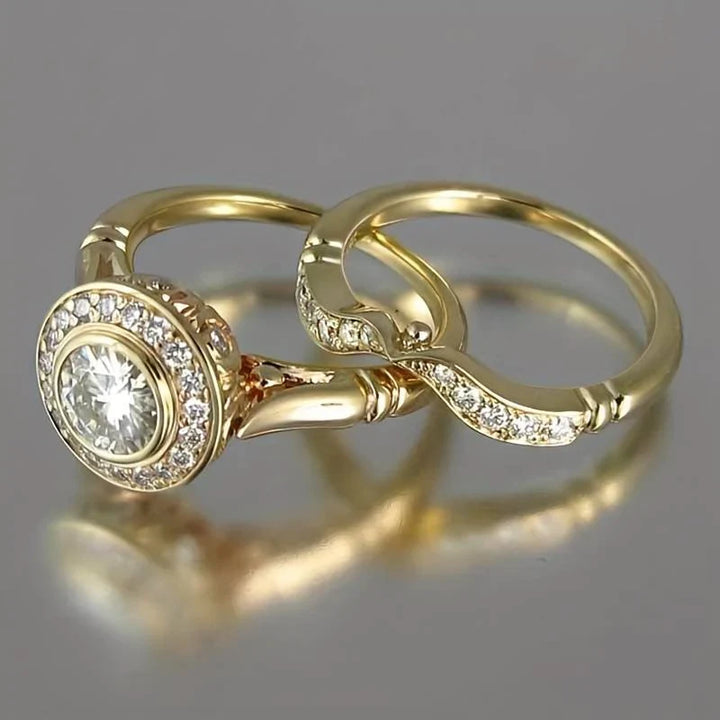 Gold & Zirconia Vintage Ring Set