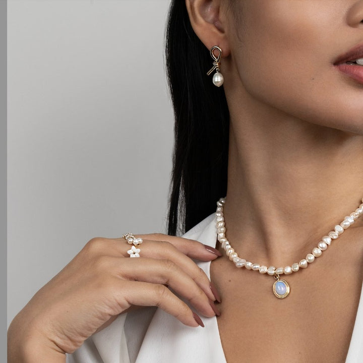 Pendientes de Oro y Perlas de Agua Dulce