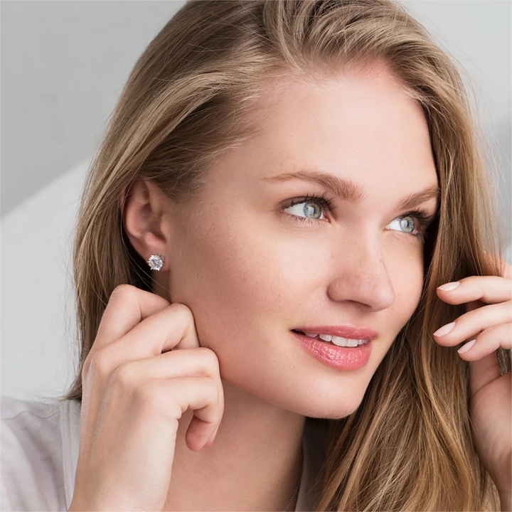 Pendientes de Moissanita con Cierre de Tornillo | Oro Blanco