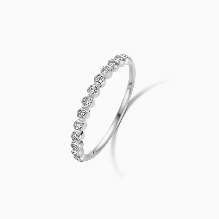 Anillo de diamantes con burbujas | Oro blanco